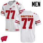 Men's Wisconsin Badgers NCAA #77 Ian Dretzka White Authentic Under Armour Stitched College Football Jersey HS31S41AC